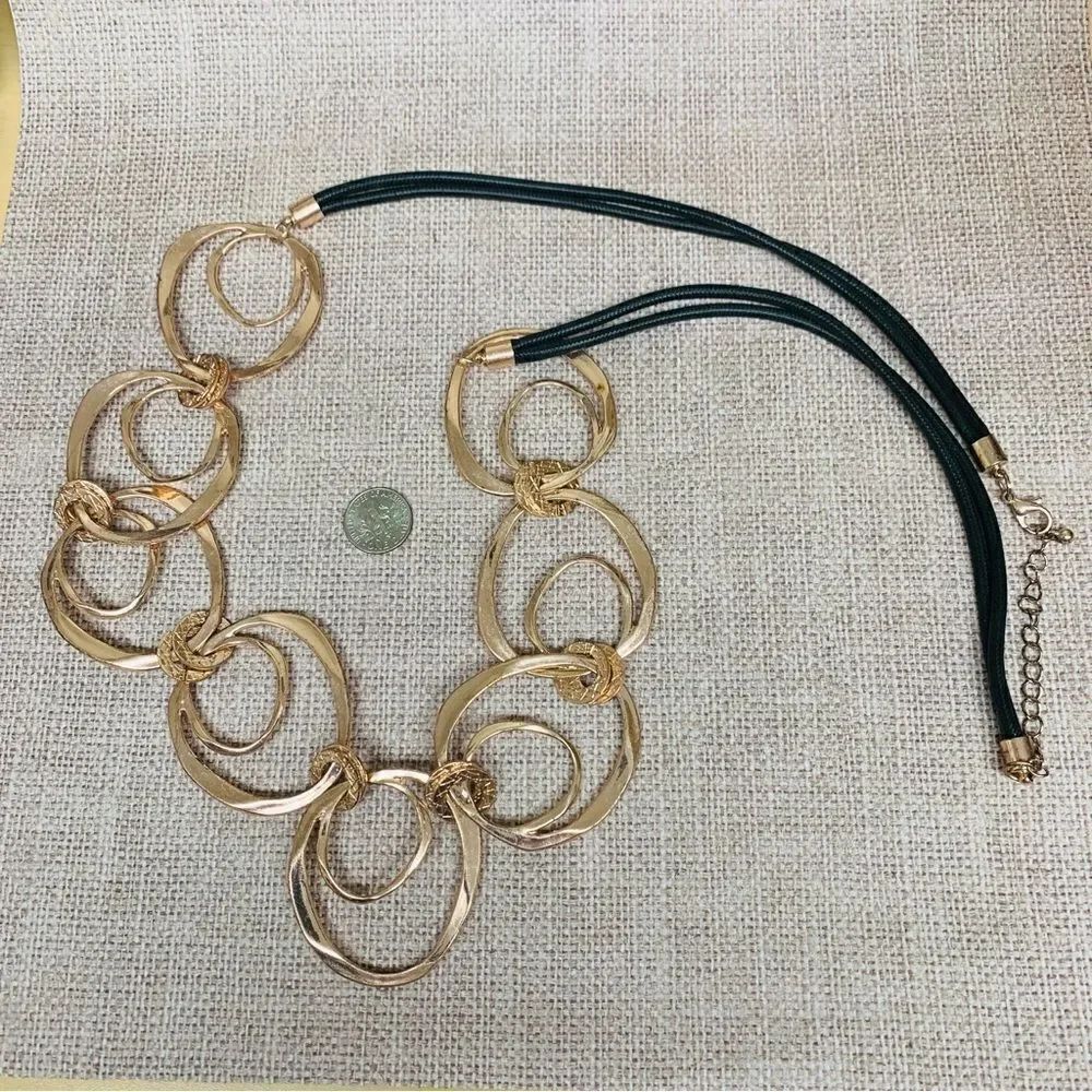 Copper Circles Leather Cord Necklace